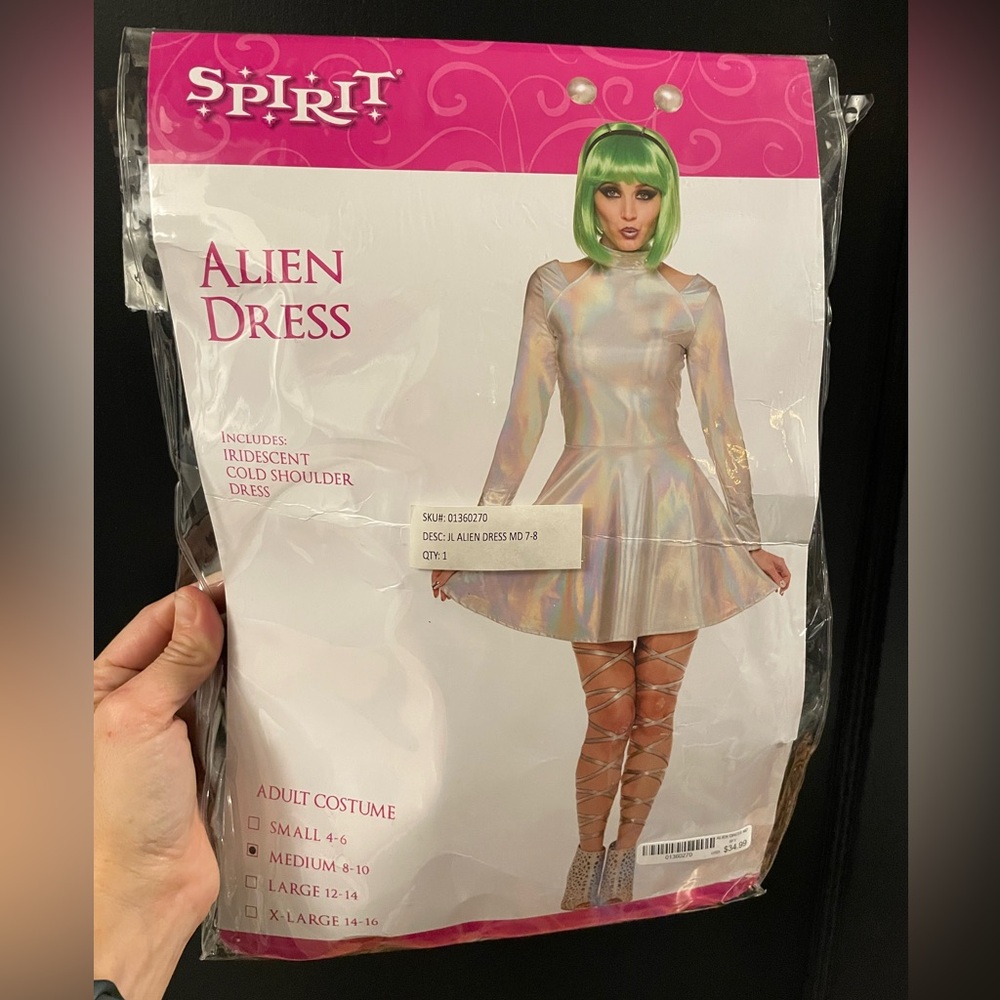 Spirit Halloween Alien Dress Costume Size M